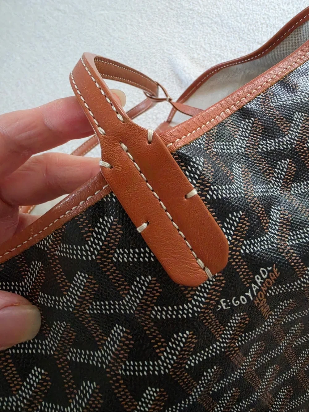 Goyard Saint Louis GM Black with Tan/Gold Trim with Pouch - Picture 13 of 17
